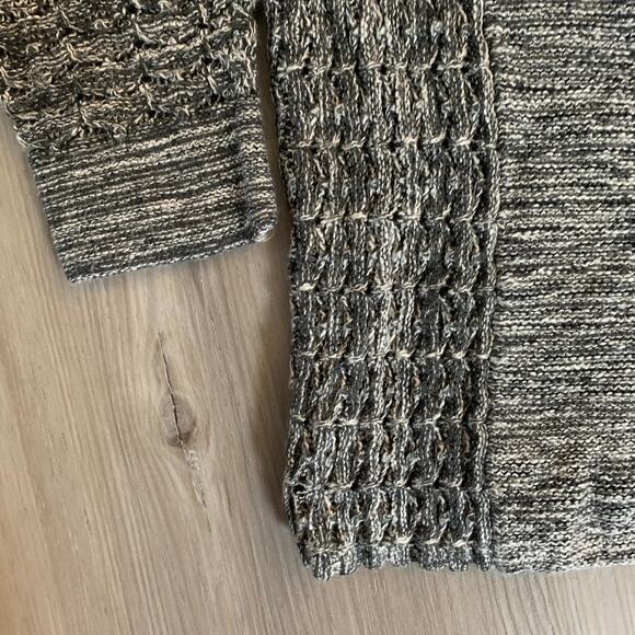 Quiksilver Pullover Knit Sweater Medium Women's Gray White Crew Neck 3/4 Sleeve - Picture 6 of 6